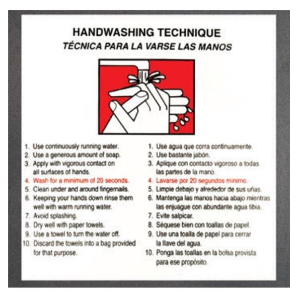 Handwashing Techniques 6x6" Informational Label 2/Pk