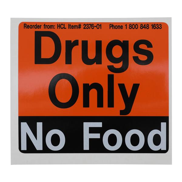 Magnet Label Drugs Only No Food Black/Orange 3-5/8x3 Ea