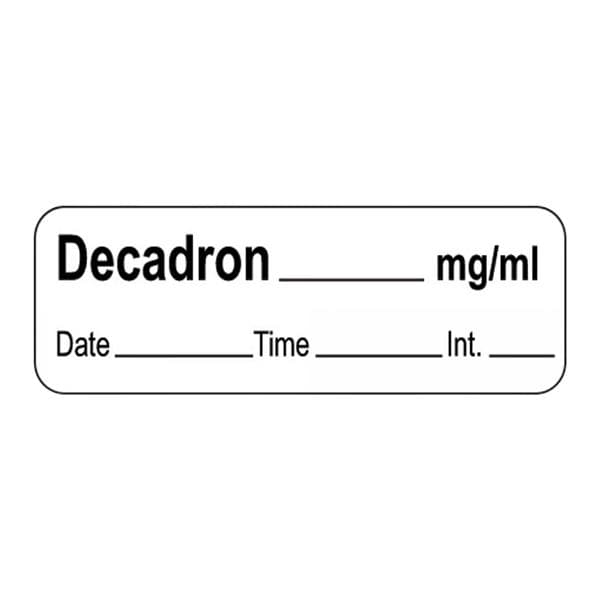 Anesthesia Label DTI Decadron mg/ml White 1-1/2x1/2" 600/Rl