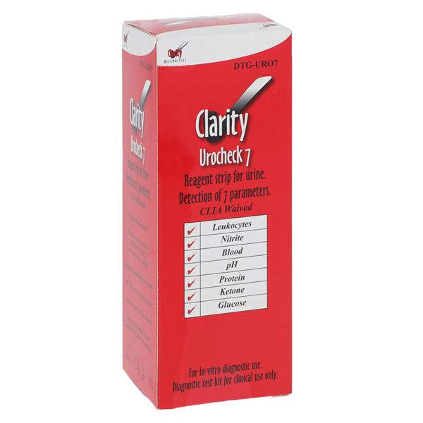 Clarity Urocheck 7 Urinalysis Test Strips 100/Bx