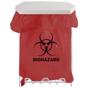 Biohazard Holder 9-1/2x12-7/8x6-1/4" White Coated-Wire/ABS Plastic Ea