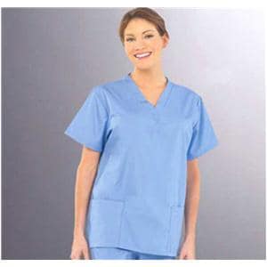 Fashion Poplin Scrub Shirt 2 Pockets Set-In Short Sleeves Small Ceil Womens Ea