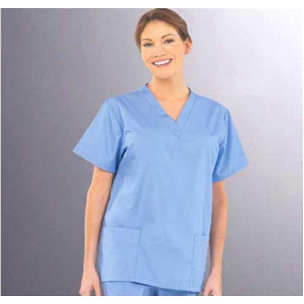 Fashion Poplin Scrub Shirt 2 Pockets Set-In Short Sleeves Small Ceil Womens Ea