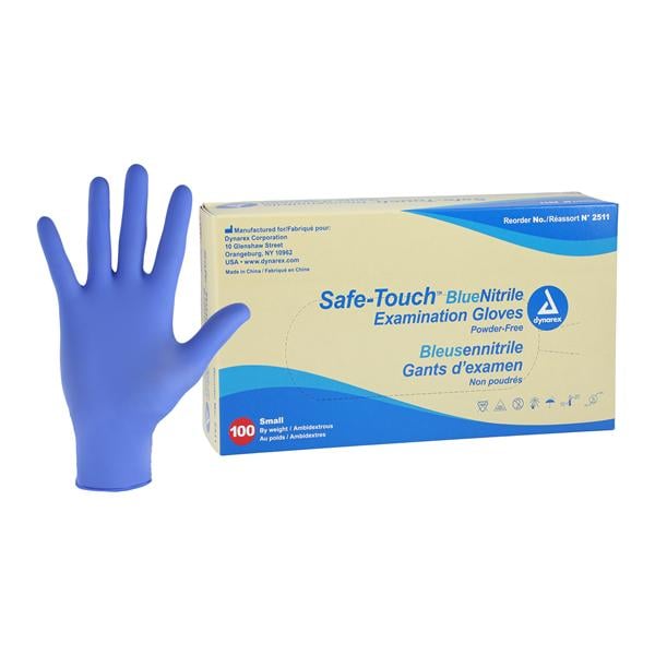 SafeTouch Nitrile Exam Gloves Small Blue Non-Sterile