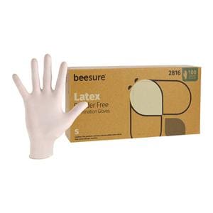 BeeSure Latex Exam Gloves Small White Non-Sterile