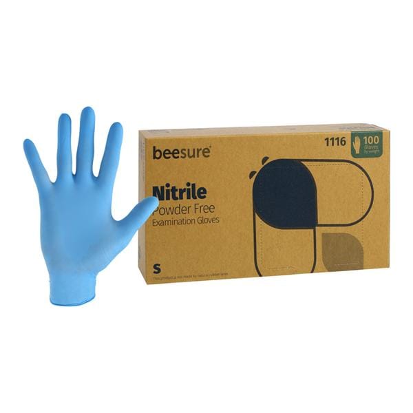 BeeSure Nitrile Exam Gloves Small Light Blue Non-Sterile