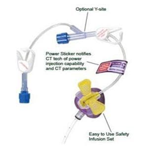 PowerLoc Infusion Set Non-Coring Needle 22gx1-1/2" Yinj 2mL/Sec 312mL/Hr 20/Ca