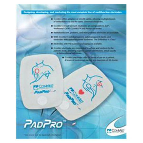 PadPro Defibrillator Pad Adult/Child New f/ Zll Cnctr 6.1x4.5" Plmr Adh Gl 10/Bx