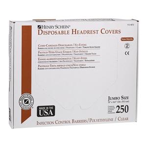 Headrest Cover 14.5 in x 10 in Plastic Clear Disposable 250/Bx