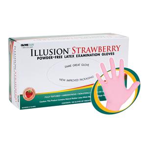 Illusion Strawberry Exam Gloves Small Pink Non-Sterile