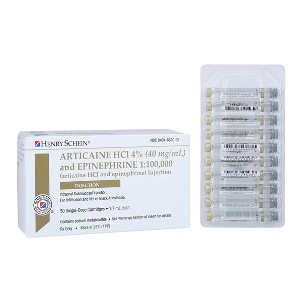 Articaine HCl 4% Epinephrine 1:100,000 1.7 mL 50/Bx