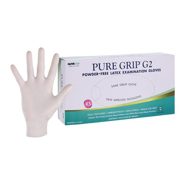 Pure Grip G2 Latex Exam Gloves X-Small White Non-Sterile