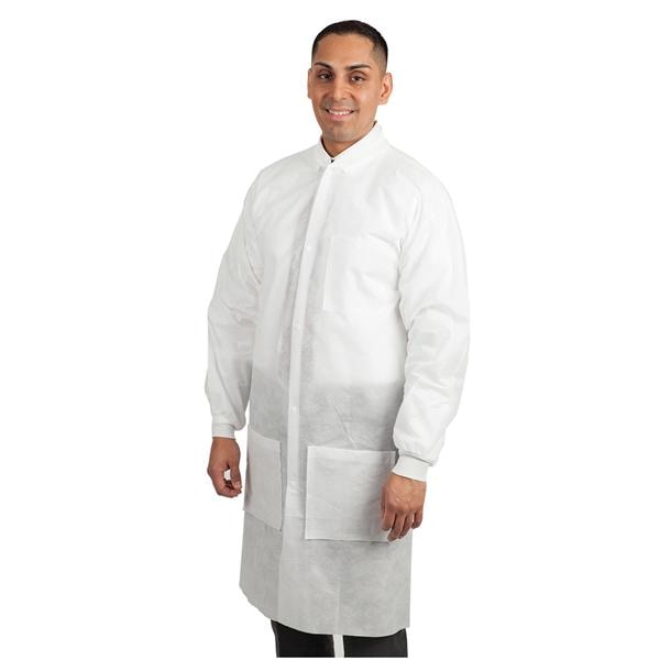 Maxi-Gard Protective Lab Coat SMS Large White 10/Pk