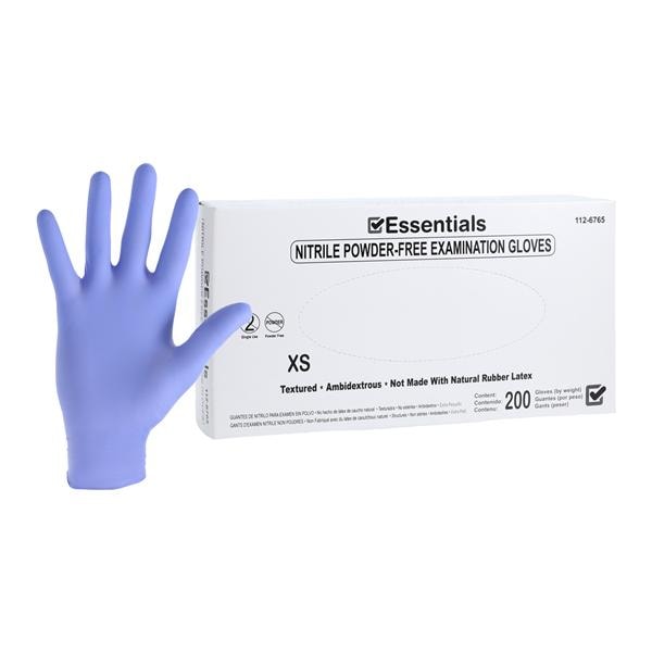 Essentials Nitrile Exam Gloves X-Small Periwinkle Non-Sterile