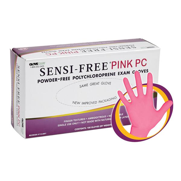 Sensi-Free Pink PC Chloroprene Exam Gloves X-Small Pink Non-Sterile, 20 BX/CA