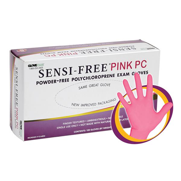 Sensi-Free Pink PC Chloroprene Exam Gloves Small Pink Non-Sterile