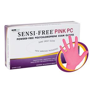 Sensi-Free Pink PC Chloroprene Exam Gloves Medium Pink Non-Sterile