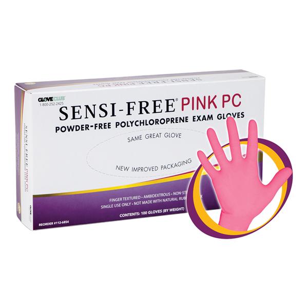 Sensi-Free Pink PC Chloroprene Exam Gloves Medium Pink Non-Sterile