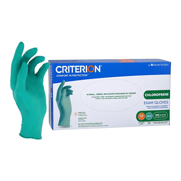 Criterion Chloroprene Exam Gloves X-Small Standard Green Non-Sterile