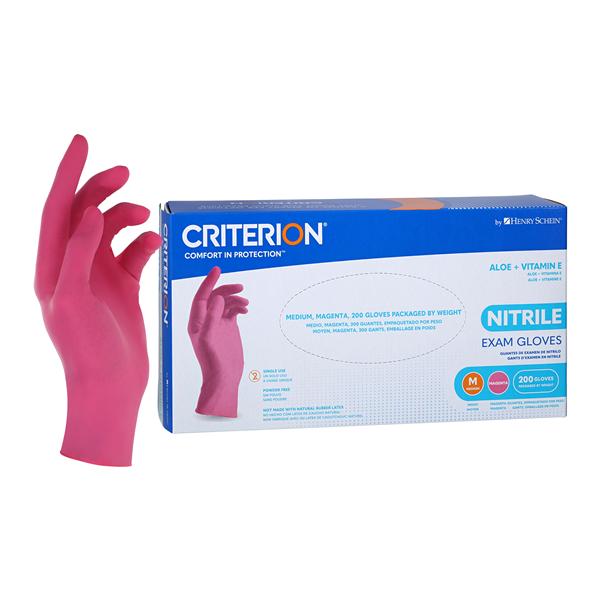 Criterion Aloe + Vitamin E Nitrile Exam Gloves Medium Standard Magenta Pink NS