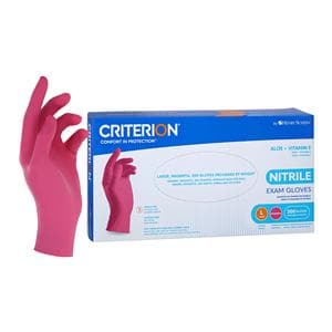 Criterion Aloe + Vitamin E Nitrile Exam Gloves Large Standard Magenta Pink NS