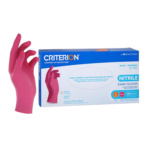 Criterion Aloe + Vitamin E Nitrile Exam Gloves Large Standard Magenta Pink NS