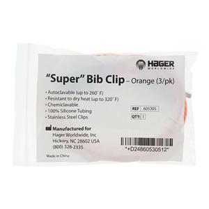Super Bib Clip Orange Silicone Reusable 3/Pk