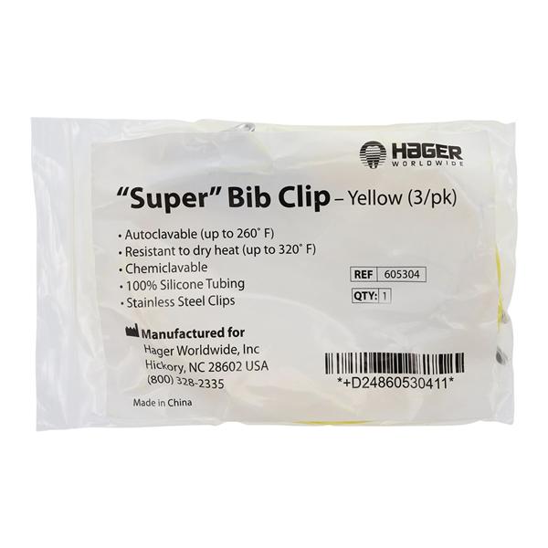 Super Bib Clip Yellow Silicone Reusable 3/Pk