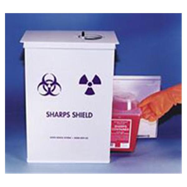 Monoject Sharps Shield Red/White 7.5x11.75x10 Kylck Stl/Ld f/ 039-387 Cntnrs Ea