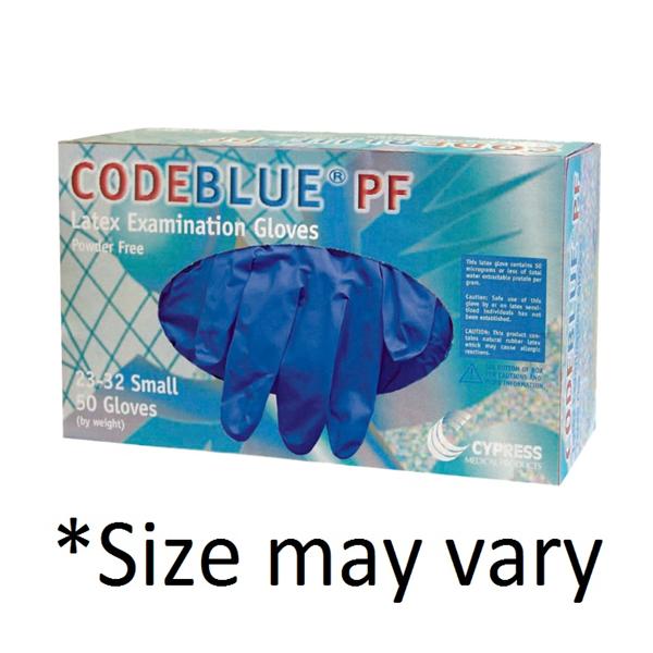 Code Blue Latex Exam Gloves X-Large Blue Non-Sterile