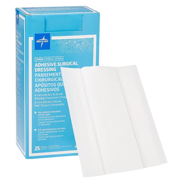 Rayon/Cellulose Surgical Dressing 8x6" Sterile Adhesive Non-Adherent LF