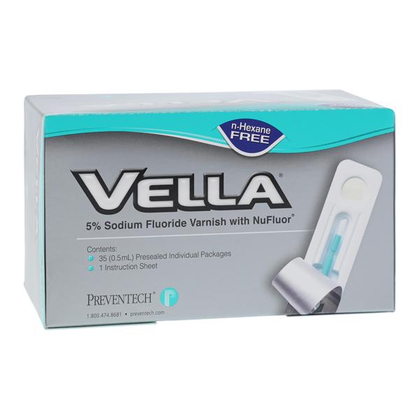 Vella Fluoride Varnish Unit Dose 5% NaF 0.5 mL Strawberry Clear 35/Bx