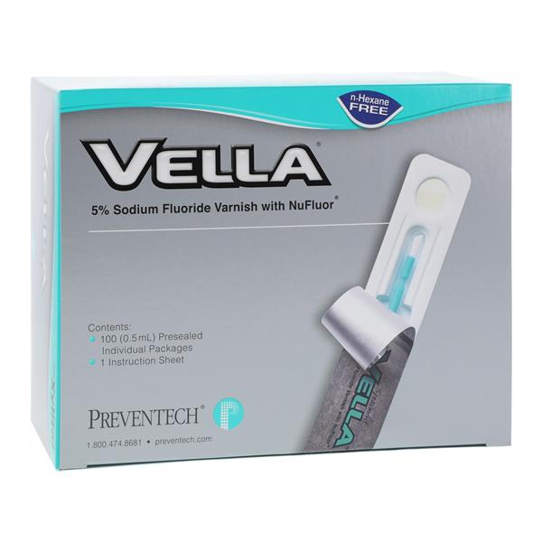 Vella Fluoride Varnish Bulk Pack 5% NaF 0.5 mL Strawberry Clear 100/Bx