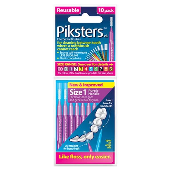 Piksters Interdental Brush Size 1 Purple 10pk/Bx