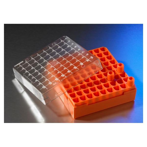 Corning Cryogenic Vial Storage Box Polycarbonate 5-1/4x5-1/4x2" Orange 10/Pk