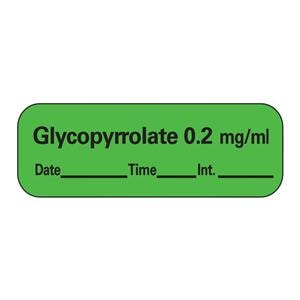 Anesthesia Label DTI Glycopyrrolate 0.2mg/mL Green 1-1/2x1/2" 600/Rl