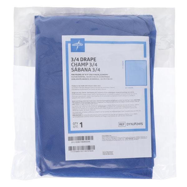 Three-Quarter Drape Sheet 53 in x 77 in Blue Disposable 20/Ca