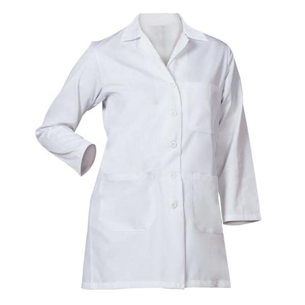 Lab Coat 3 Pockets Long Sleeves 34.5 in Medium White Womens Ea