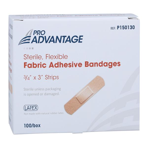 Pro-Advantage Strip Bandage Elastic/Fabric 3/4x3" Tan Non-Sterile 100/Bx, 12 BX/CA