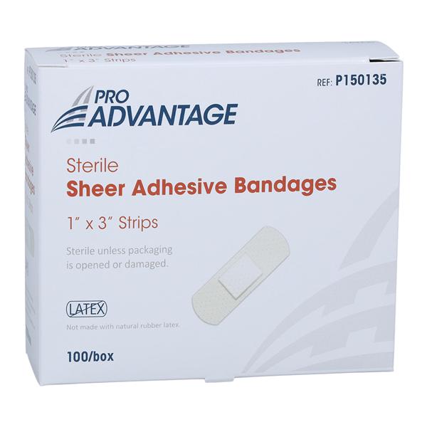 Pro-Advantage Strip Bandage Sheer 1x3" Tan Sterile 100/Bx, 12 BX/CA