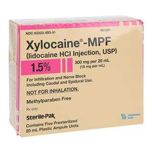 Xylocaine MPF Injection 1.5% Preservative Free Ampule 20mL 5/Pk
