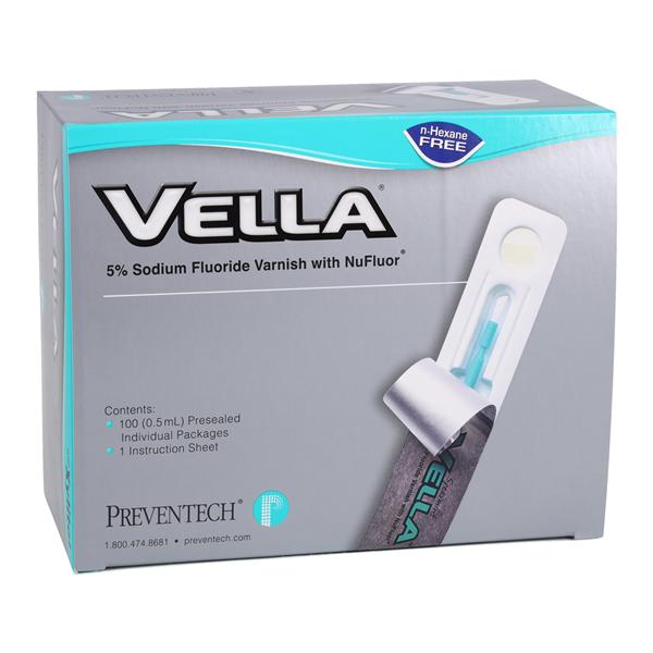 Vella Fluoride Varnish Bulk Pack 5% NaF 0.5 mL Melon Clear 100/Bx