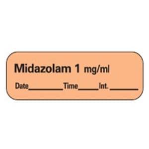 Anesthesia Label DTI Midazolam 1mg/mL Orange 1-1/2x1/2" 600/Rl