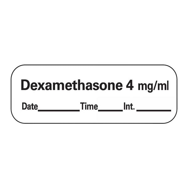 Anesthesia Label DTI Dexamethasone 4mg/mL White 1-1/2x1/2" 600/Rl