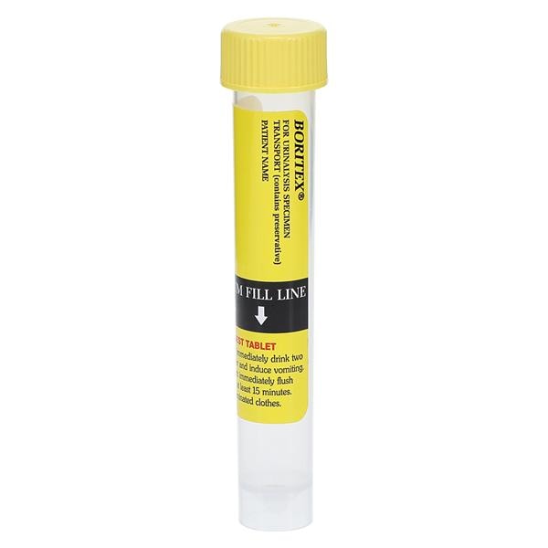 Boritex Urine Collection Tube 10mL Plastic Non-Sterile 1000/Ca