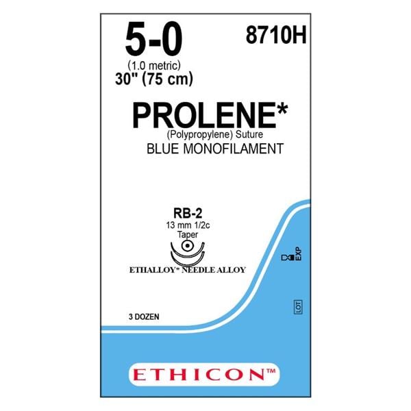 Prolene Suture 5-0 30" Polypropylene Monofilament RB-2/RB-2 Blue 36/Bx