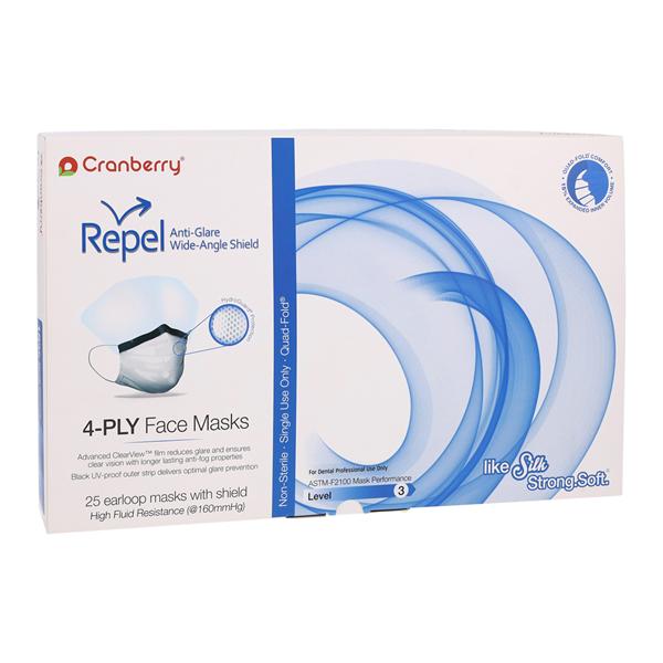 Repel Surgical Combination Mask / Shield ASTM Level 3 Anti-Fog Slvr / Prl 25/Bx
