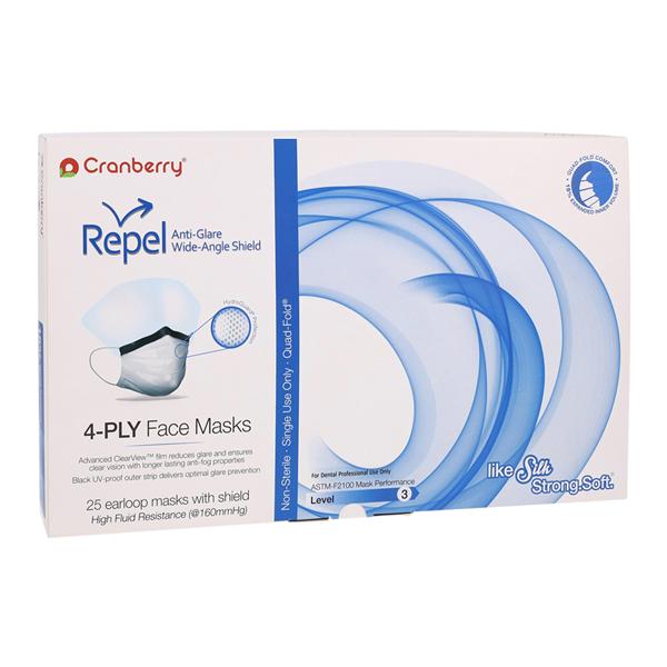 Repel Surgical Combination Mask / Shield ASTM Level 3 Anti-Fog Slvr/Prl 25/Bx