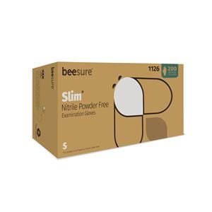 BeeSure Slim Nitrile Exam Gloves Small White Non-Sterile