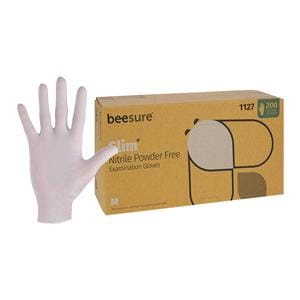 BeeSure Slim Nitrile Exam Gloves Medium White Non-Sterile